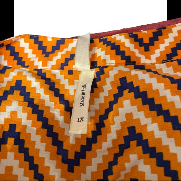Live 4 Truth Sz 1x orange blue white chevron pattern top high low 3/4 sleeve - Picture 6 of 14